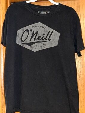 O'Neill Black Short-Sleeve Logo Tee with Gray Graphic